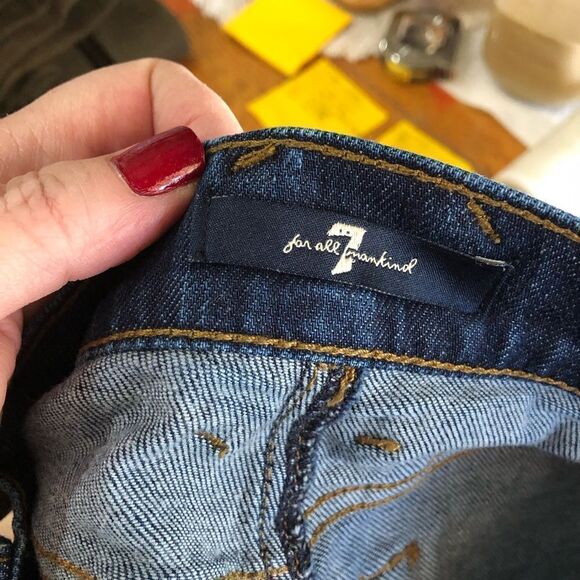 7 For All Mankind Zipper Pockets Denim Mini Skirt Blue - 26 - Picture 9 of 11